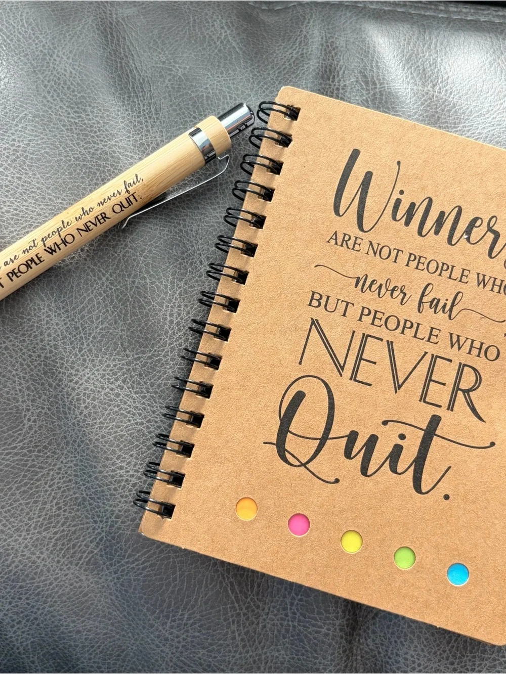 Inspirational Notebook & Matching Pen, includes sticky notes - pick one